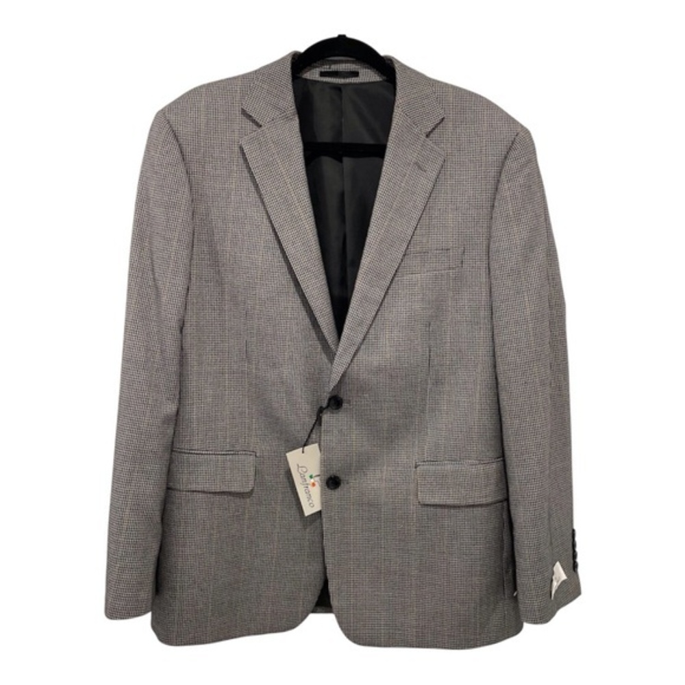 Lanfranco Men’s Blazer Jacket Sz 38R Gray Checkered with Tan & Blue Accents NWT